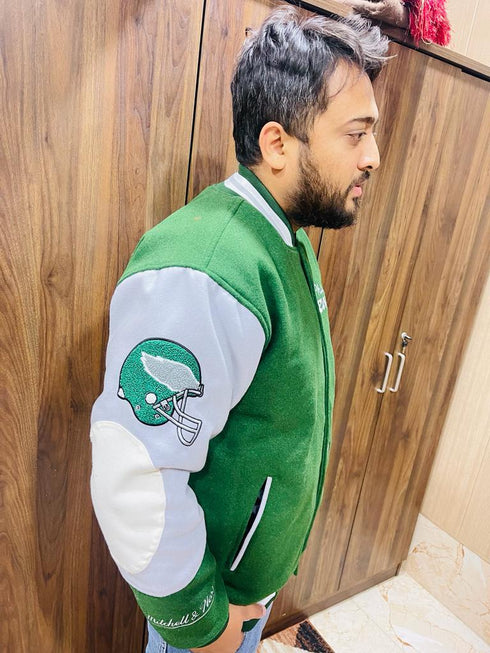 Mitchell & Ness Philadelphia Eagles NWT Princess Diana Varsity Jacket NFL 90's Letterman Jersey REPLICA